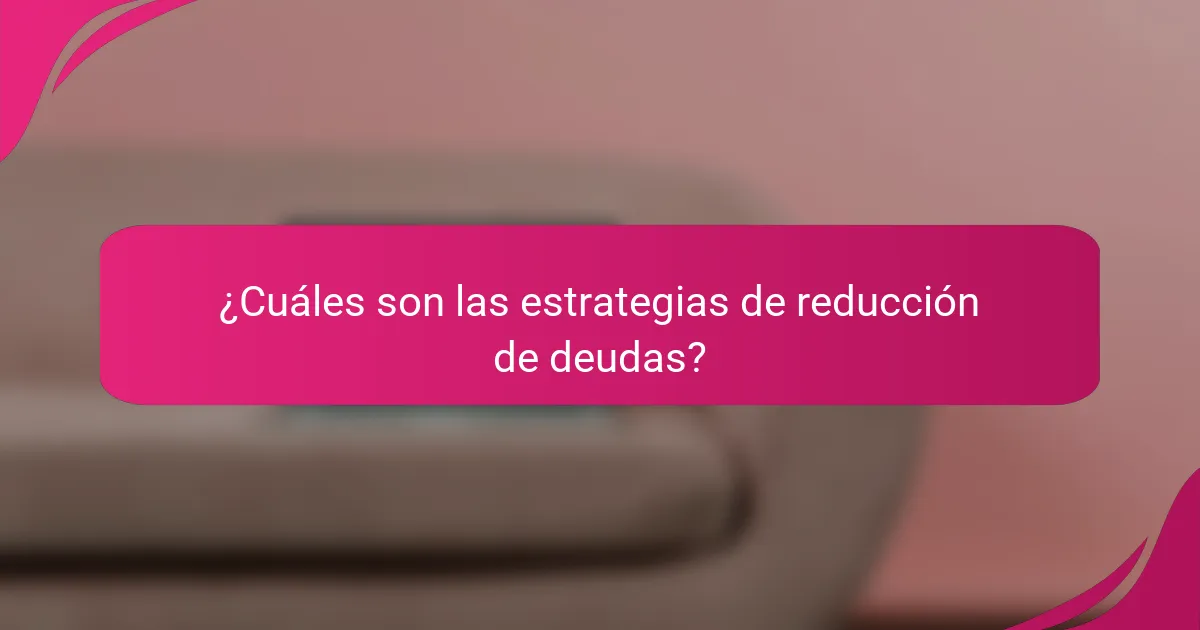 ¿Cuáles son las estrategias de reducción de deudas?